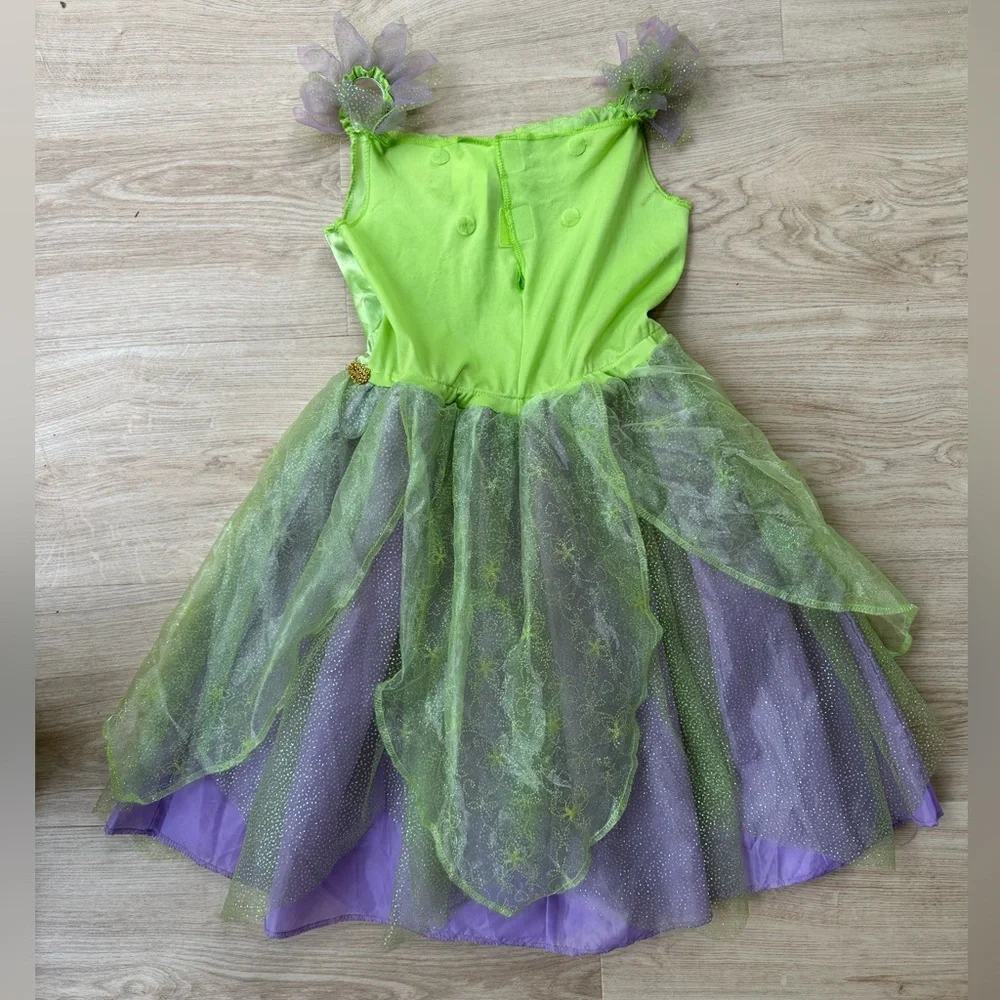 Disney Tinker Bell Flutter Sleeve Gold Trim Medallion Dress-Up Costume ~ M(8-10)